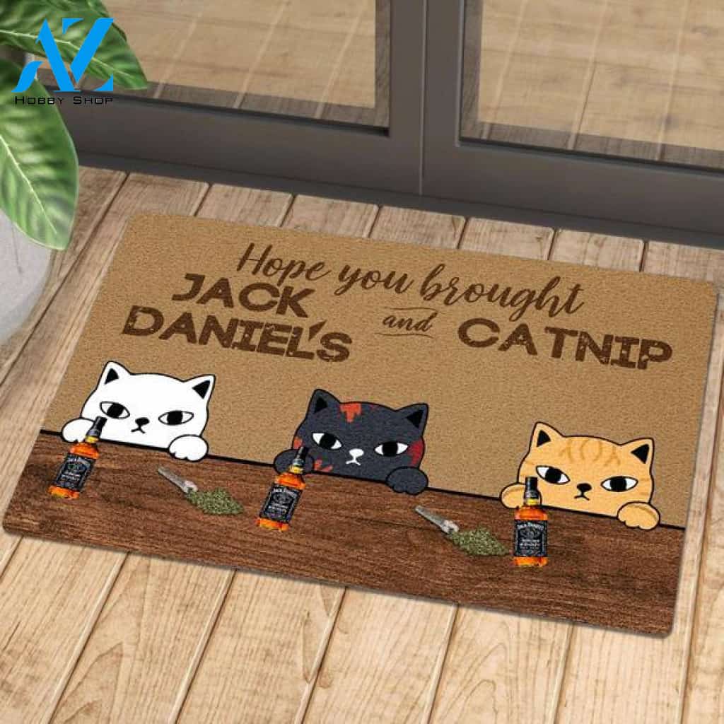 Welcome to Wine and Cats Club Easy Clean Welcome DoorMat | Felt And Rubber | 40x60 cm | 45x75 cm | 60x90 cm | Colorful | DO1290