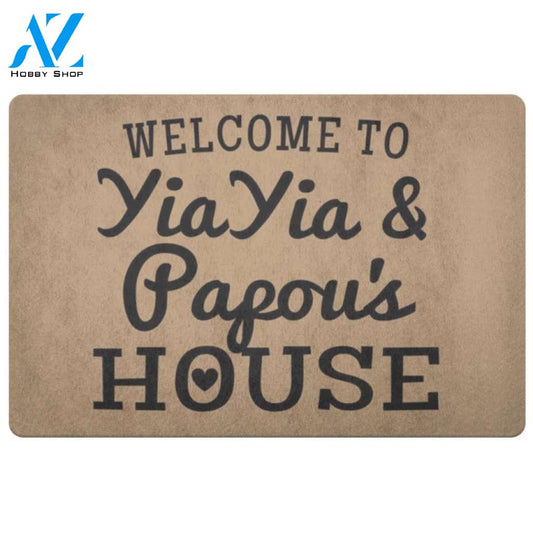 Welcome To YiaYia & Papou's House Funny Doormat Gift For Grandparents Day Birthday Gift Home Decor Warm House Gift Welcome Mat