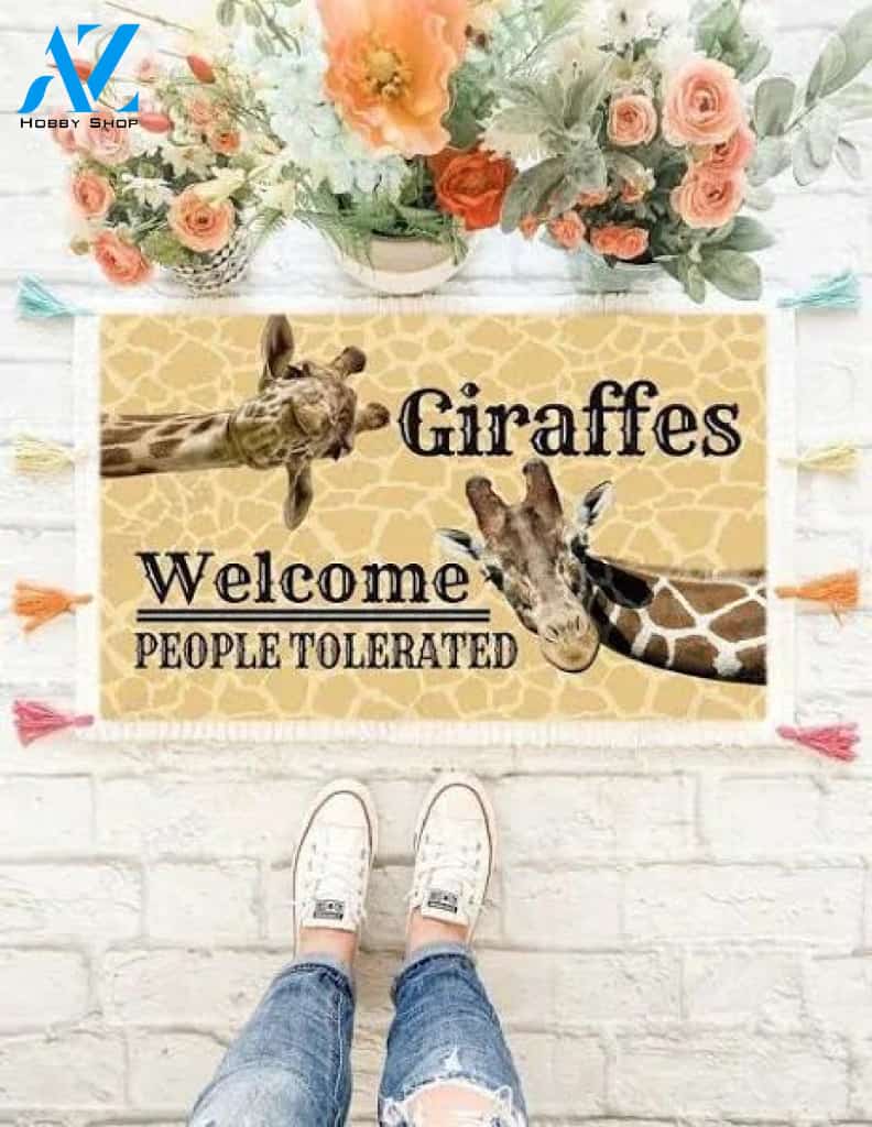 Welcome Tolerated People - Giraffes Doormat | Welcome Mat
