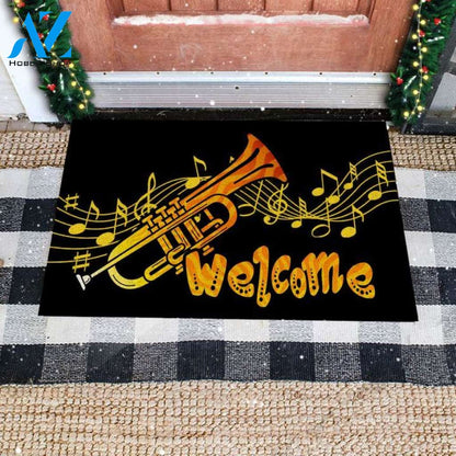 Welcome Trumpet Doormat Welcome Mat Housewarming Gift Home Decor Funny Doormat Gift Idea For Trumpet Lovers Gift For Friend