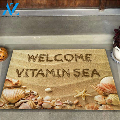 Welcome Vitamin Sea Sand Beach Funny Indoor And Outdoor Doormat Gift For Beach Lovers Decor Warm House Gift Welcome Mat