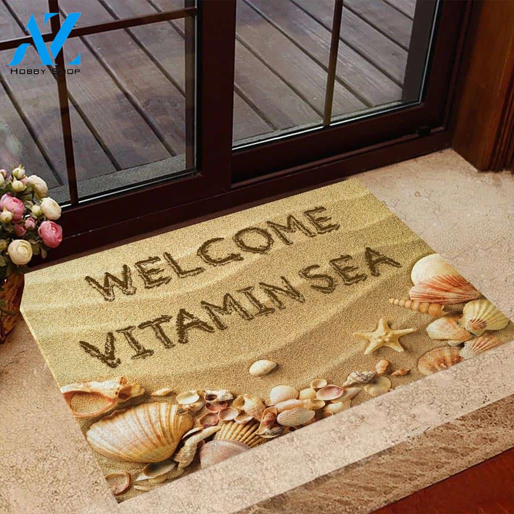 Welcome Vitamin Sea Sand Beach Funny Indoor And Outdoor Doormat Gift For Beach Lovers Decor Warm House Gift Welcome Mat