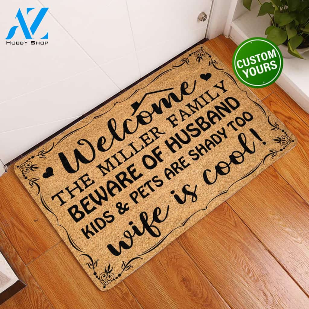 Welcome - Wife Is Cool Personalized Coir Pattern All Over Printing Doormat | Welcome Mat | House Warming Gift