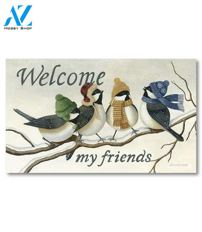 Welcome Winter Chickadees Doormat - 18" x 30"