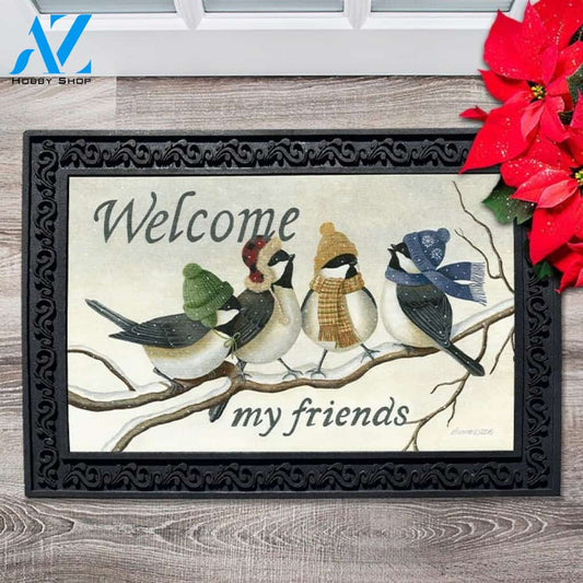 Welcome Winter Chickadees Doormat - 18" x 30"
