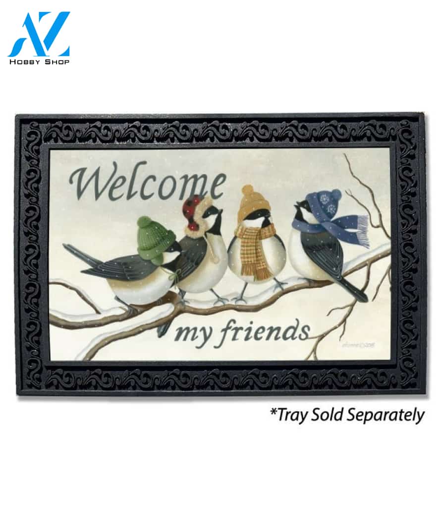 Welcome Winter Chickadees Doormat - 18" x 30"