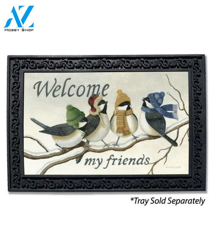 Welcome Winter Chickadees Doormat - 18" x 30"