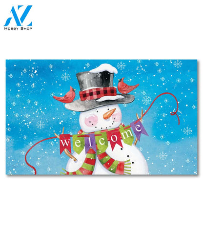 Welcome Winter Snowman Doormat - 18" x 30"