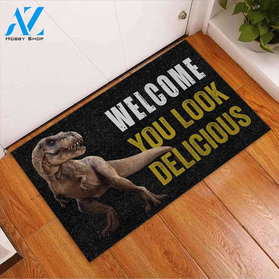 Welcome You Look Delicious - Dinosaur Doormat