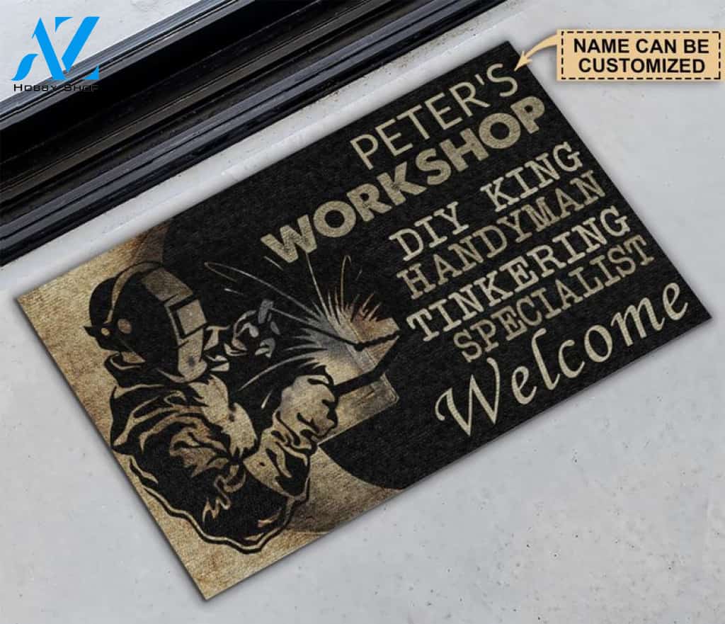 Welder WorkshopPersonalized Welder Tinkering Specialist Doormat 