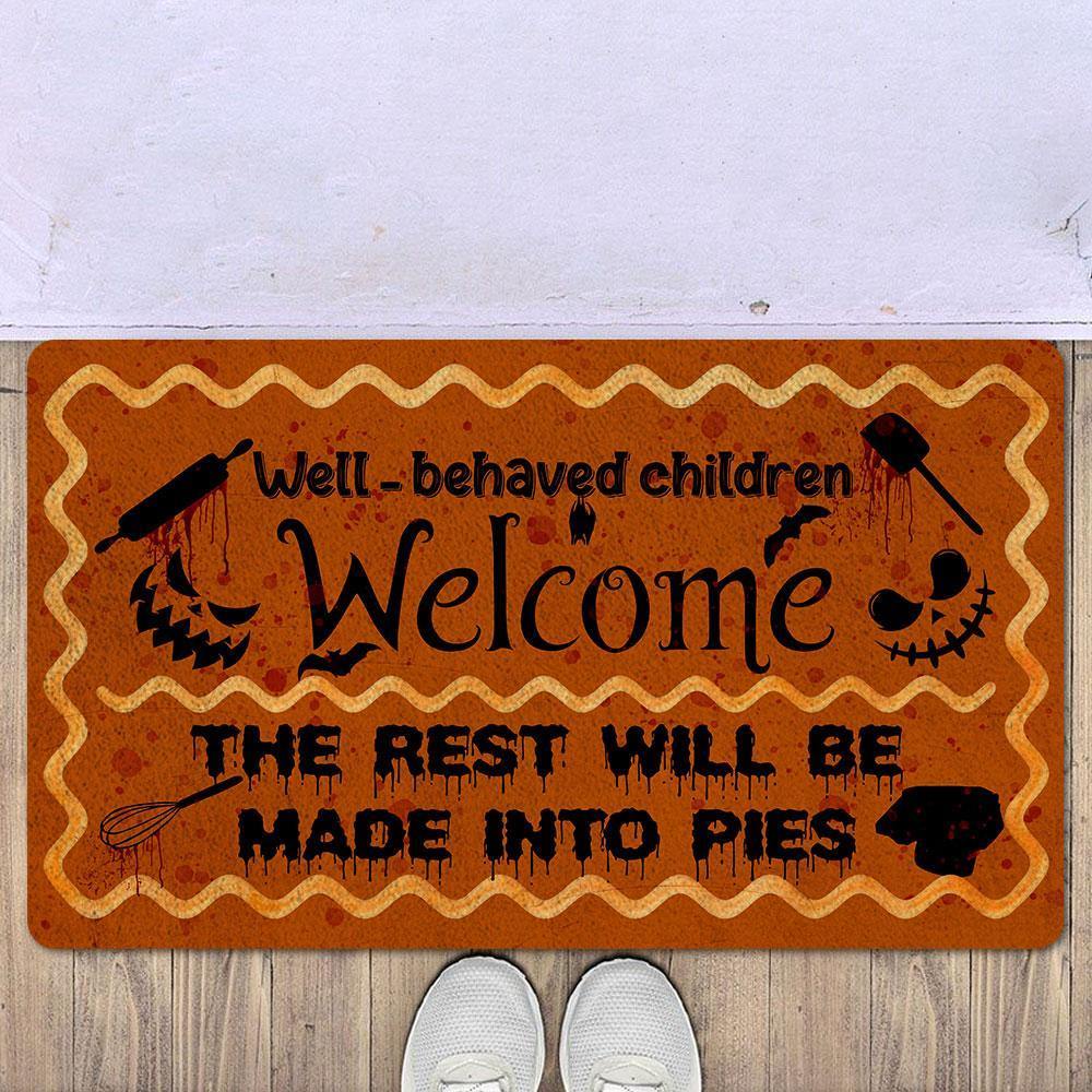 Well-Behaved Children Welcome Halloween Doormat
