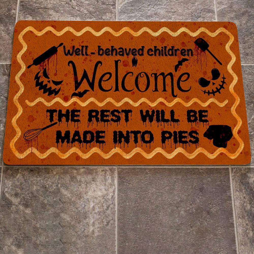 Well-Behaved Children Welcome Halloween Doormat