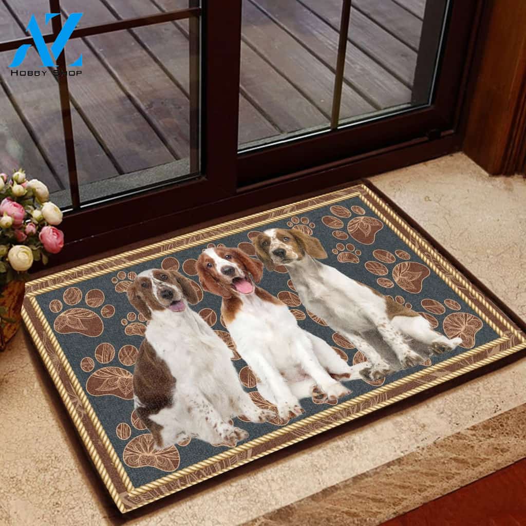 Welsh Springer Spaniel Flower Paw - Dog Doormat | Welcome Mat | House Warming Gift