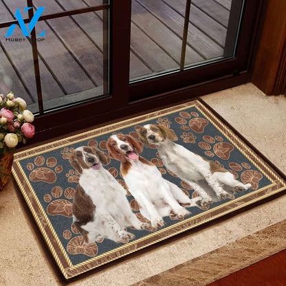 Welsh Springer Spaniel Flower Paw - Dog Doormat | Welcome Mat | House Warming Gift