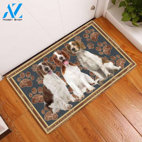 Welsh Springer Spaniel Flower Paw Doormat