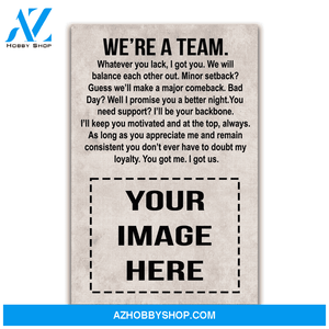 We're A Team - Baseball Custom Canvas With Photo