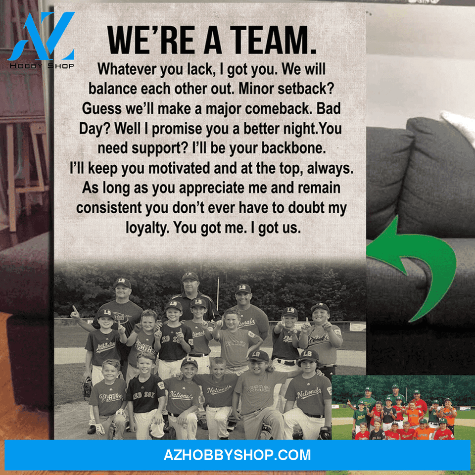 We're A Team - Baseball Custom Canvas With Photo