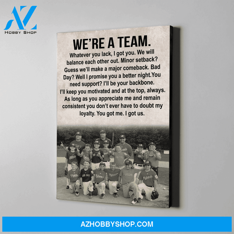 We're A Team - Baseball Custom Canvas With Photo