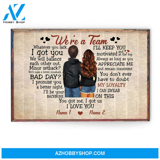 We're A Team, Couple Custom Canvas & Poster, Gift For Couples/Partner