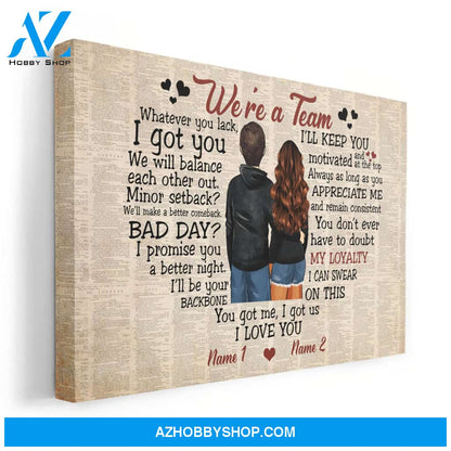 We're A Team, Couple Custom Canvas & Poster, Gift For Couples/Partner