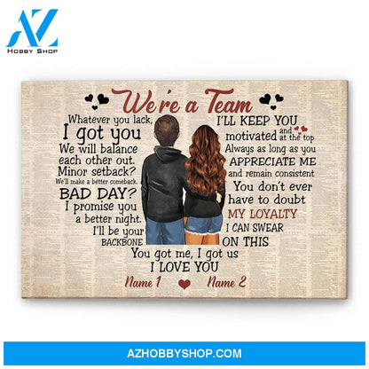We're A Team, Couple Custom Canvas & Poster, Gift For Couples/Partner