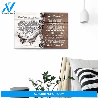 We're A Team, Family Custom Canvas, Gift For Couple, Partner, Anniversary Gift