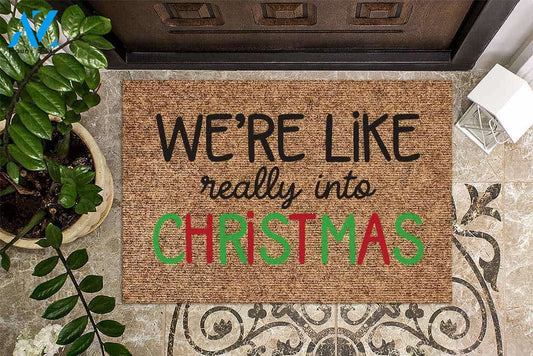 We're Like Really Into Christmas Colorful Christmas Doormat | Welcome Mat | House Warming Gift