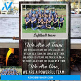 We're one - Softball custom canvas prints With Photo