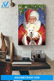 West Highland White Terrier Cherish Santa Christmas Canvas And Poster, Wall Decor Visual Art