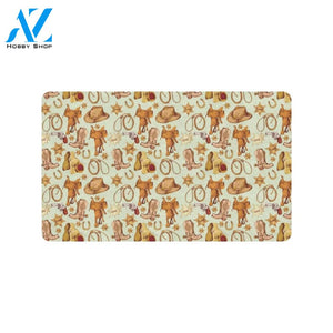 Western Cowboy Design Pattern Rubber Doormat