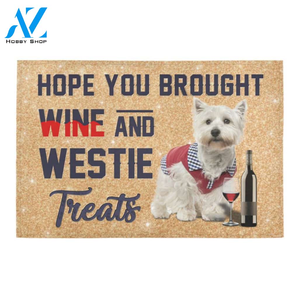 Westie And Wine Doormat Indoor And Outdoor Mat Entrance Rug Sweet Home Decor Housewarming Gift Gift For Friend Family Stem Feminist
