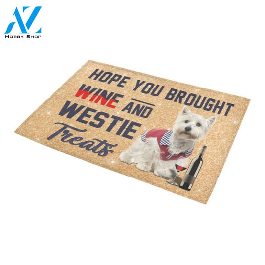 Westie And Wine Doormat Indoor And Outdoor Mat Entrance Rug Sweet Home Decor Housewarming Gift Gift For Friend Family Stem Feminist
