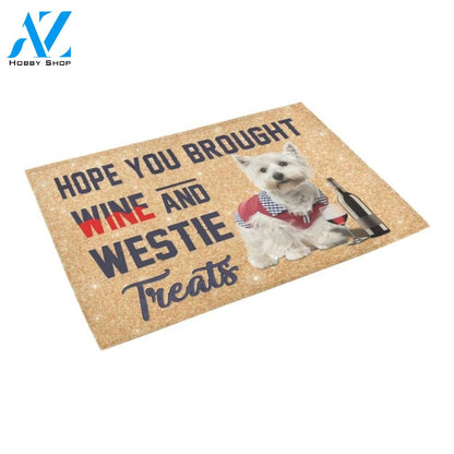 Westie And Wine Doormat Indoor And Outdoor Mat Entrance Rug Sweet Home Decor Housewarming Gift Gift For Friend Family Stem Feminist