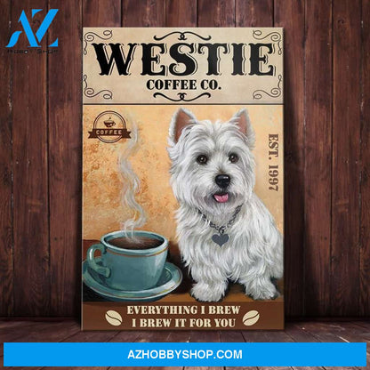 Westie Dog Coffee Company Canvas Wall Art, Wall Decor Visual Art