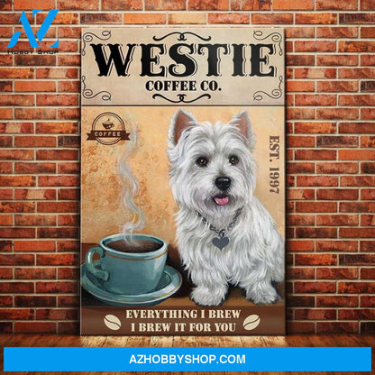 Westie Dog Coffee Company Canvas Wall Art, Wall Decor Visual Art