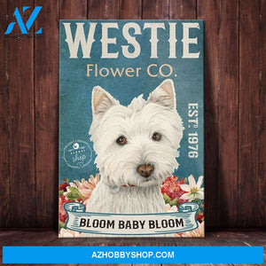 Westie Dog Flower Company Canvas Wall Art, Wall Decor Visual Art