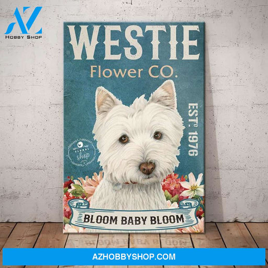 Westie Dog Flower Company Canvas Wall Art, Wall Decor Visual Art