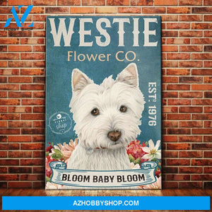 Westie Dog Flower Company Canvas Wall Art, Wall Decor Visual Art
