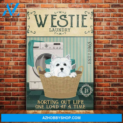 Westie Dog Laundry Room Canvas Wall Art, Wall Decor Visual Art