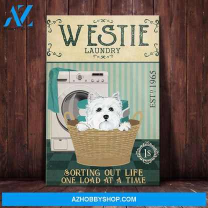 Westie Dog Laundry Room Canvas Wall Art, Wall Decor Visual Art