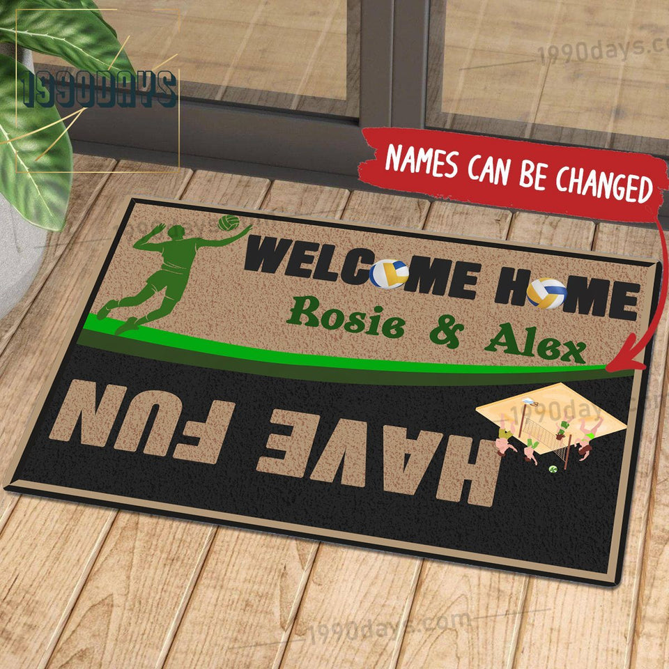 Customized Welcome Home Have Fun Volleyball Saint Patrick's Day Doormat | Colorful | Size 8x27'' 24x36''