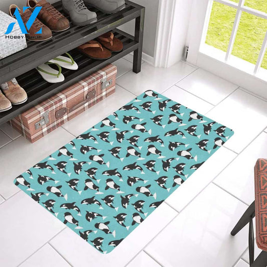 Whale Action Design Themed Print Rubber Doormat