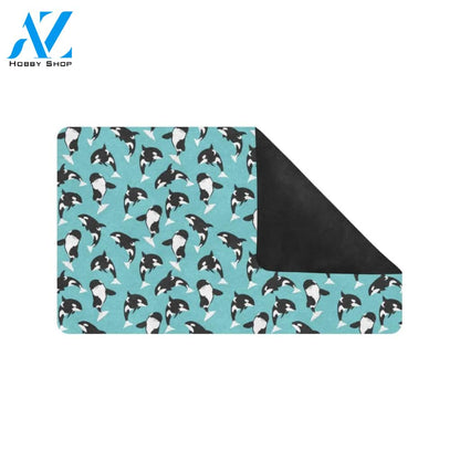 Whale Action Design Themed Print Rubber Doormat