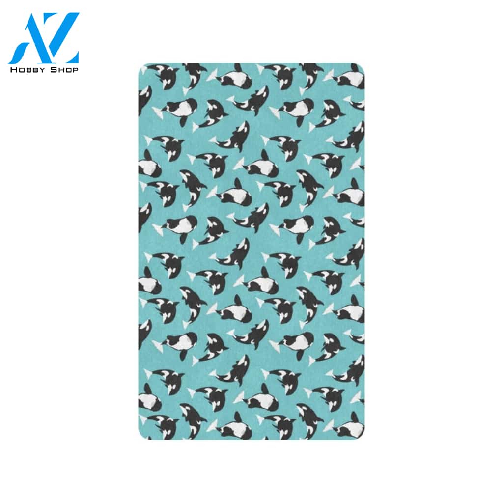 Whale Action Design Themed Print Rubber Doormat