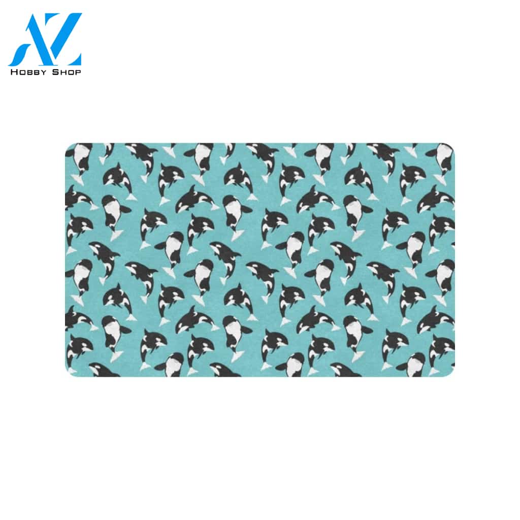 Whale Action Design Themed Print Rubber Doormat