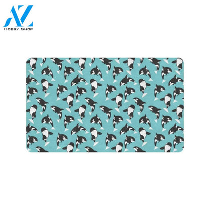 Whale Action Design Themed Print Rubber Doormat