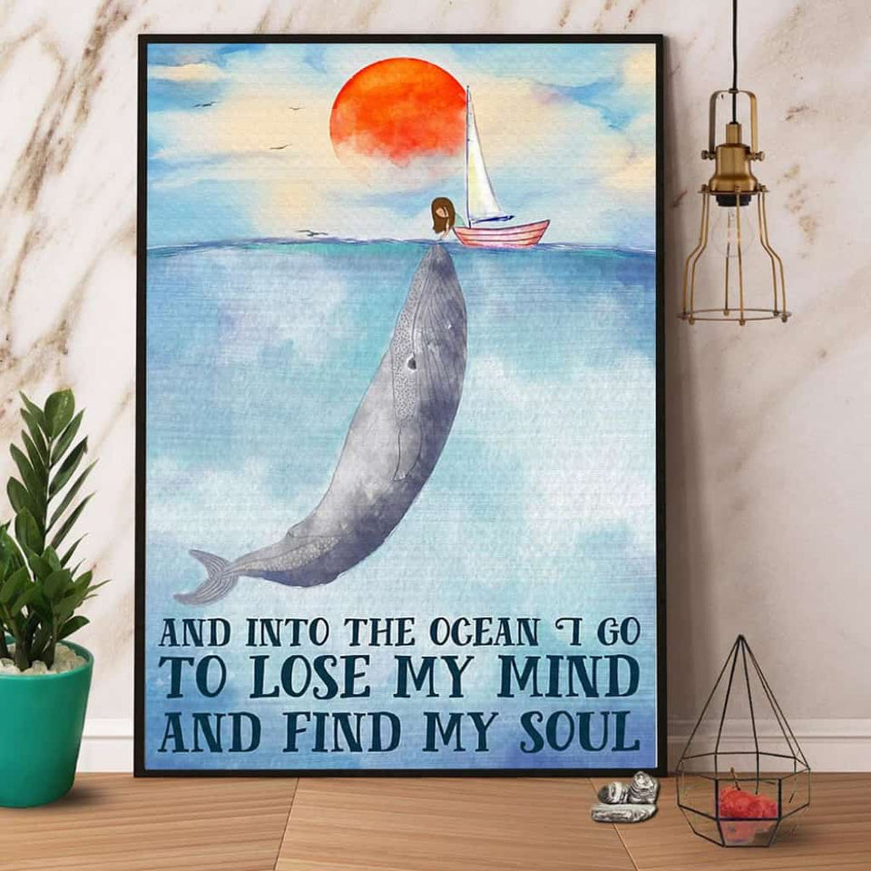 Whale Sunset And Into The Forest I Go To Lose My Mind And Find My Soul Paper Poster No Frame Matte Canvas Wall Decor