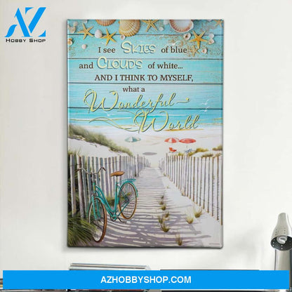 What A Wonderful World Beach Canvas Wall Art, Wall Decor Visual Art