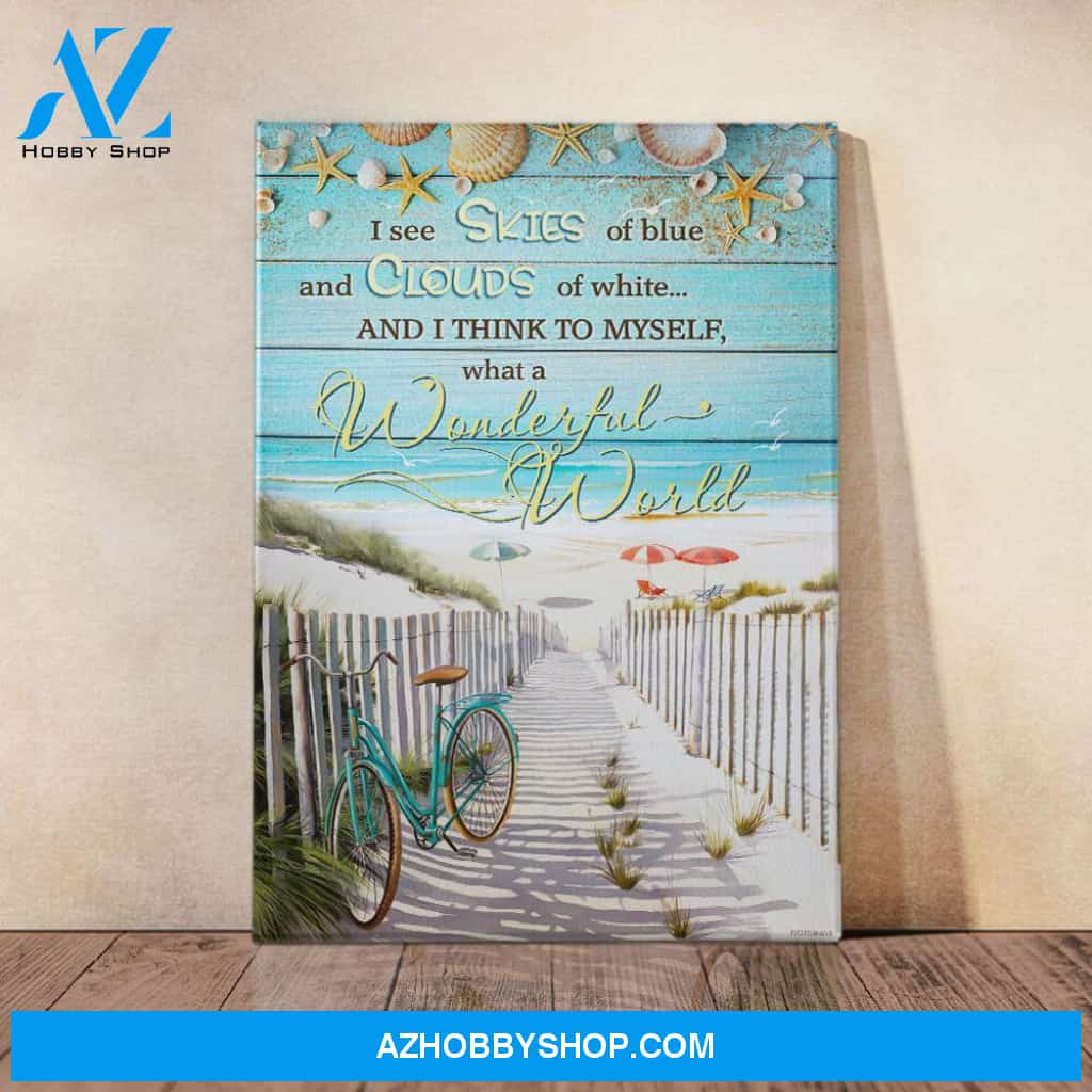 What A Wonderful World Beach Canvas Wall Art, Wall Decor Visual Art