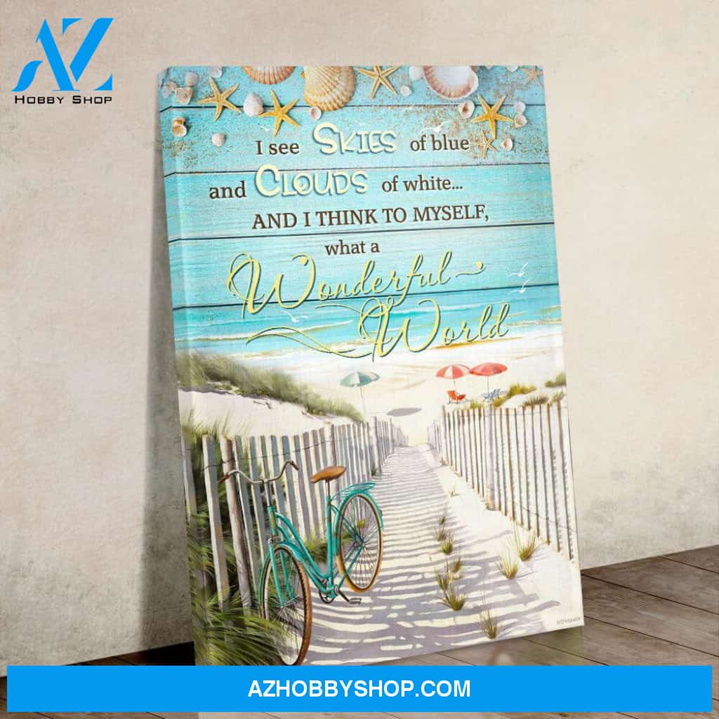What A Wonderful World Beach Canvas Wall Art, Wall Decor Visual Art